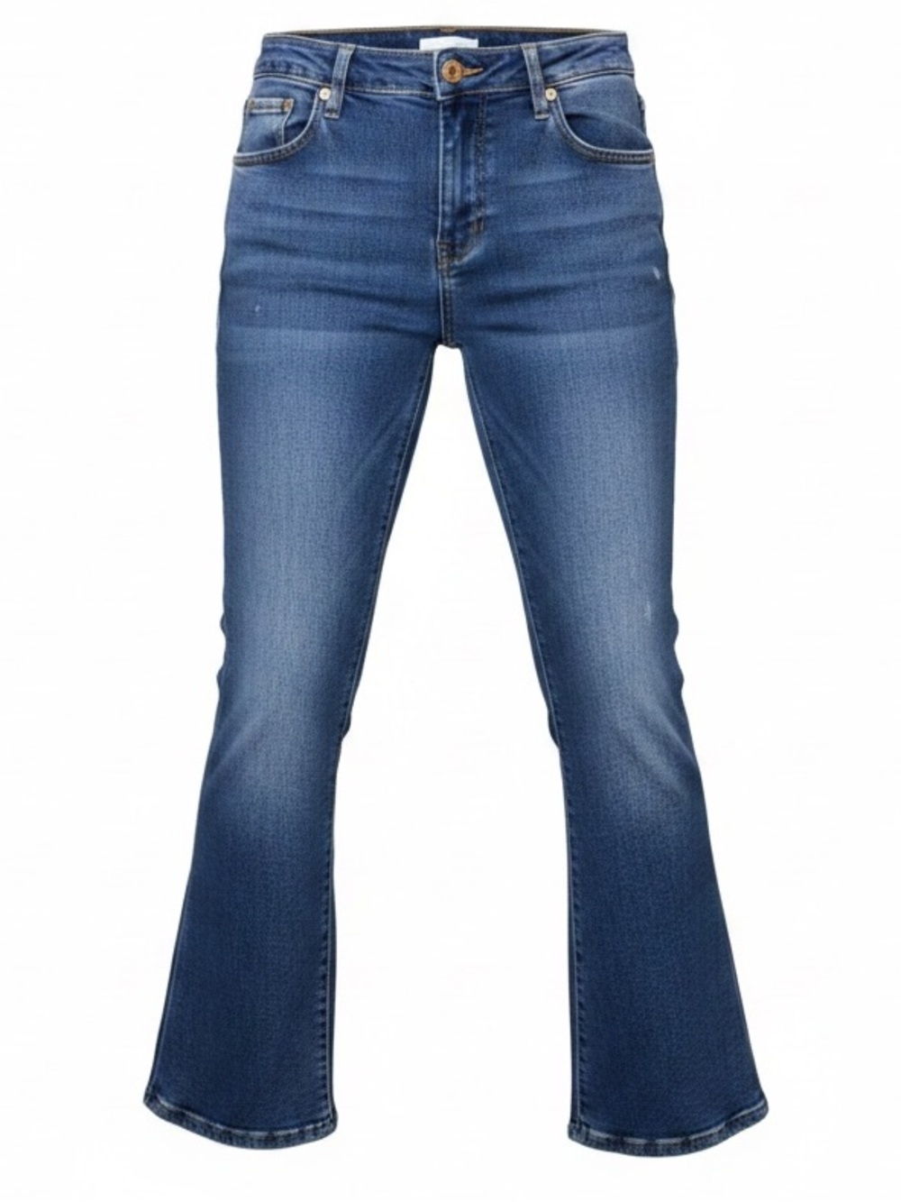 Michael Kors High-Rise Blue Wash Flare Denim Jeans with Gold Hardware sz 4